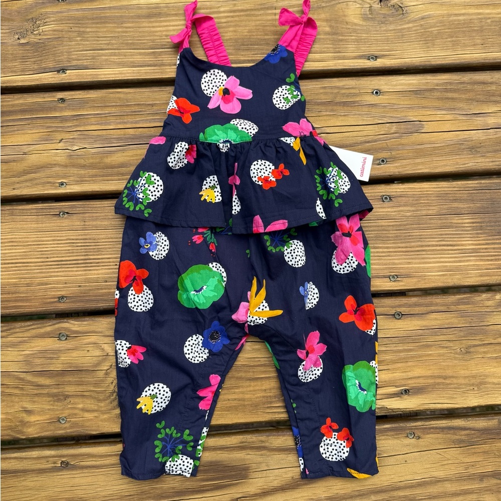 Catimini Navy Floral Kids Jumpsuit